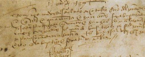 Partida de bautismo de Miguel de Cervantes
