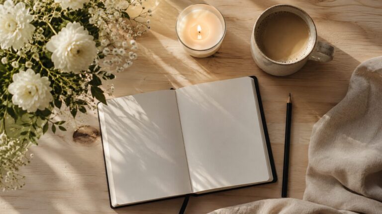 Cuaderno, café y una vela junto a flores blancas: cuánto cuesta un funeral en España