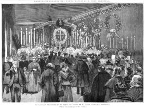 Capilla ardiente de Zorrilla en la Real Academia Española, 1893